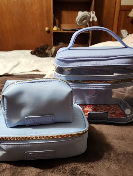 Ted Baker Handbags - 3 Piece Ted Baker Powder Blue Double Cosmetic Pouch Set